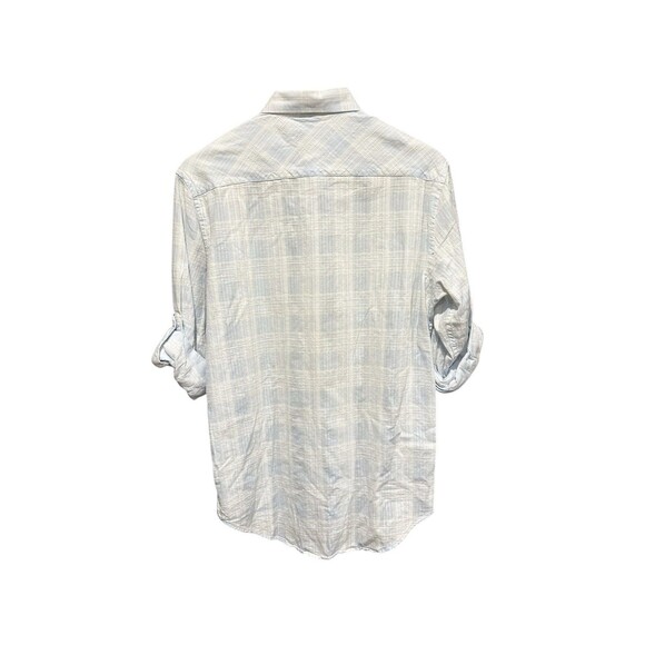 Pronto Uomo Mens Button Down Collar Shirt Blue & White Plaid Size Medium - Picture 4 of 7